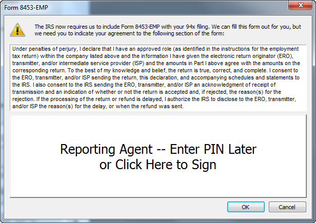 About 94X Series Signatures - Form 8453-EMP - Reporting Agent